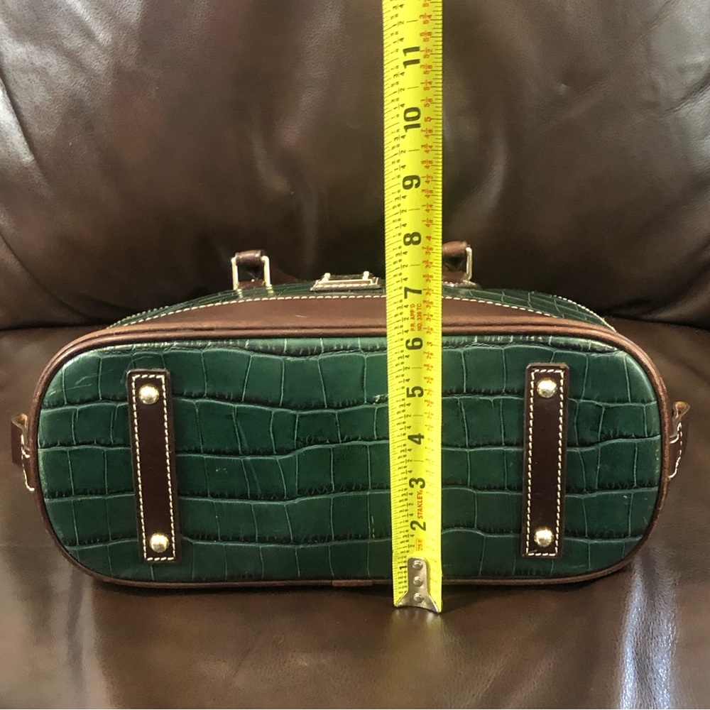 DOONEY & BOURKE Turquoise Croc Embossed & Brown Leather Handles Dome Hand Bag - Picture 16 of 17